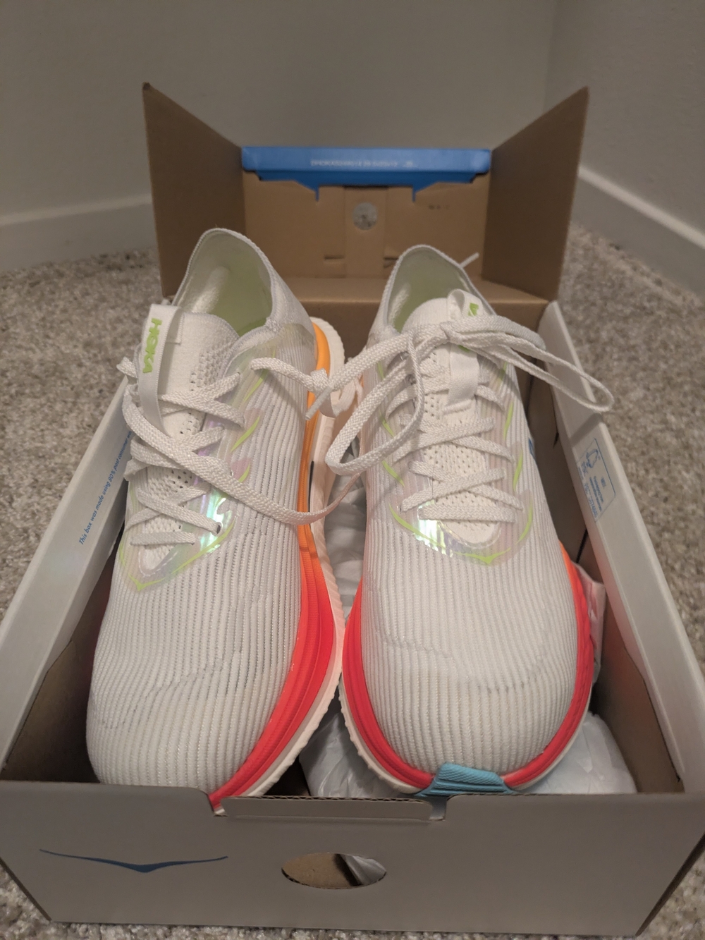 Hoka Cielo X1 Racing Shoe - White with Teal & Orange Accents - Picture 4 of 5
